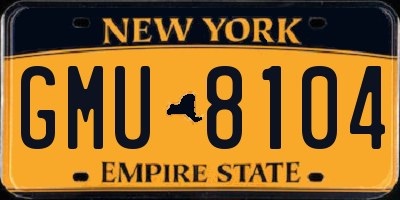 NY license plate GMU8104