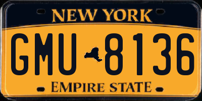 NY license plate GMU8136