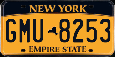 NY license plate GMU8253