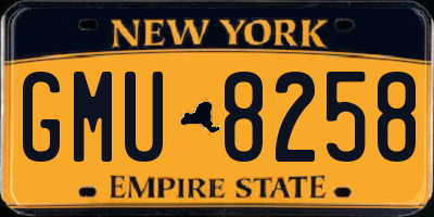 NY license plate GMU8258