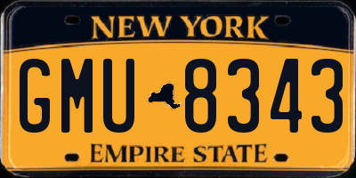 NY license plate GMU8343