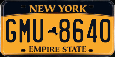 NY license plate GMU8640