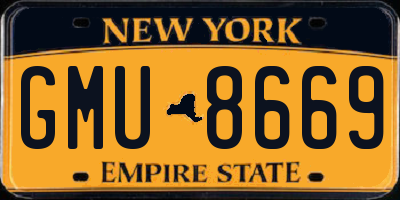 NY license plate GMU8669