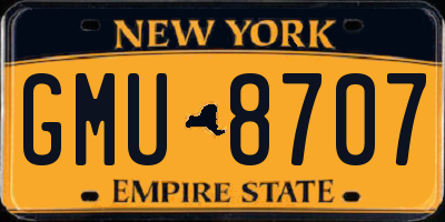 NY license plate GMU8707