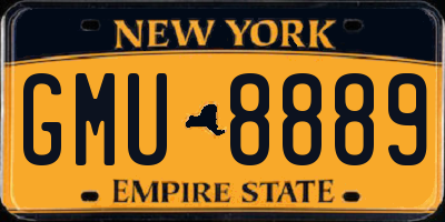 NY license plate GMU8889