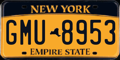 NY license plate GMU8953