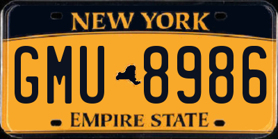 NY license plate GMU8986