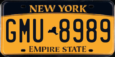 NY license plate GMU8989
