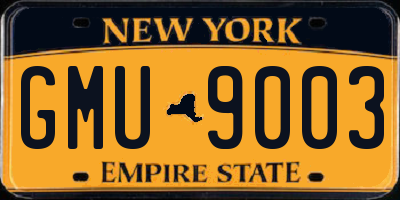 NY license plate GMU9003