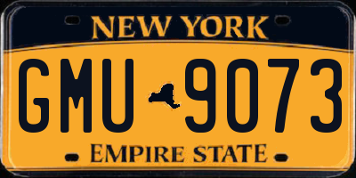 NY license plate GMU9073