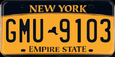 NY license plate GMU9103