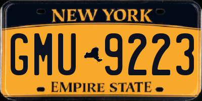 NY license plate GMU9223