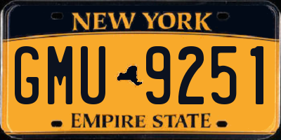 NY license plate GMU9251