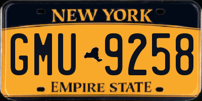 NY license plate GMU9258