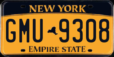 NY license plate GMU9308