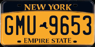 NY license plate GMU9653