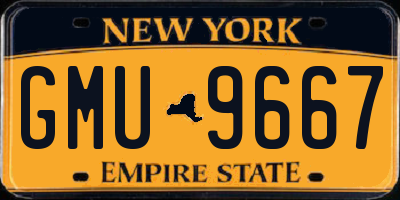 NY license plate GMU9667