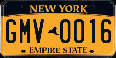 NY license plate GMV0016