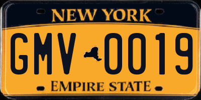 NY license plate GMV0019