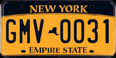 NY license plate GMV0031