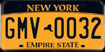 NY license plate GMV0032