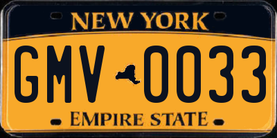NY license plate GMV0033