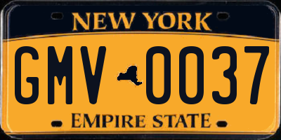 NY license plate GMV0037