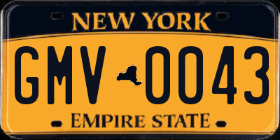 NY license plate GMV0043