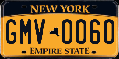 NY license plate GMV0060