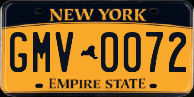 NY license plate GMV0072