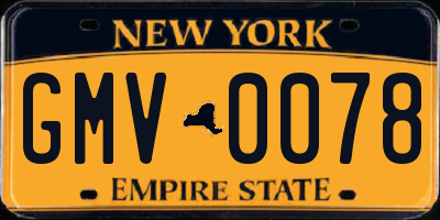 NY license plate GMV0078