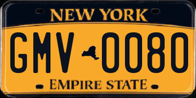 NY license plate GMV0080
