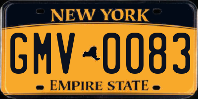 NY license plate GMV0083