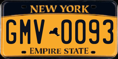 NY license plate GMV0093