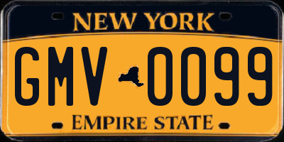 NY license plate GMV0099