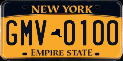 NY license plate GMV0100