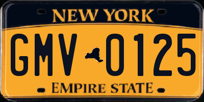 NY license plate GMV0125