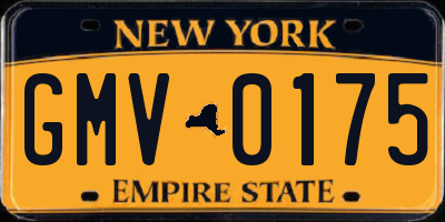 NY license plate GMV0175