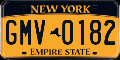 NY license plate GMV0182