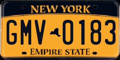 NY license plate GMV0183