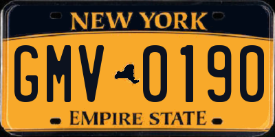 NY license plate GMV0190