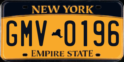 NY license plate GMV0196