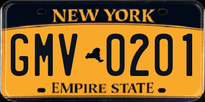 NY license plate GMV0201