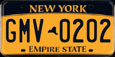 NY license plate GMV0202