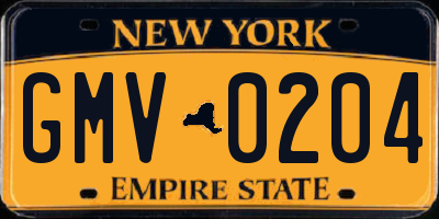 NY license plate GMV0204