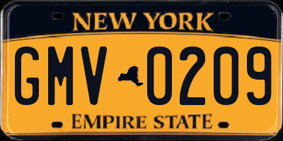 NY license plate GMV0209