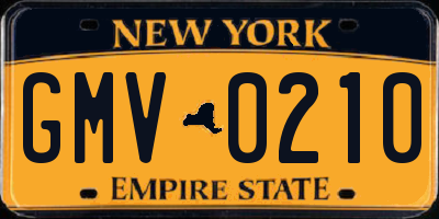 NY license plate GMV0210