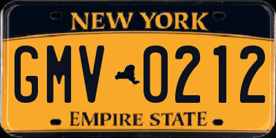 NY license plate GMV0212