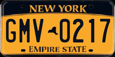 NY license plate GMV0217
