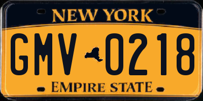 NY license plate GMV0218